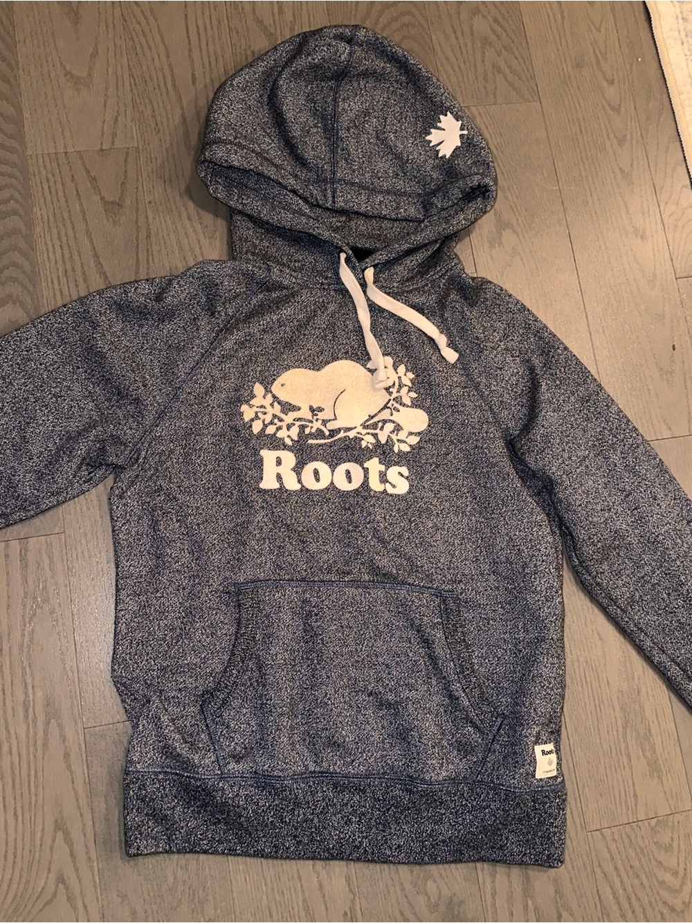 Roots Grey Speckled Hoodie Sweatshirt Kids Size S/P